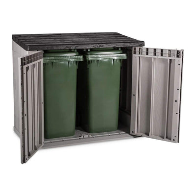 Toomax Stora Way Plastic 2 Door Top Lid Shed Cabinet Taupe Grey Brown (Open Box) - VMInnovations