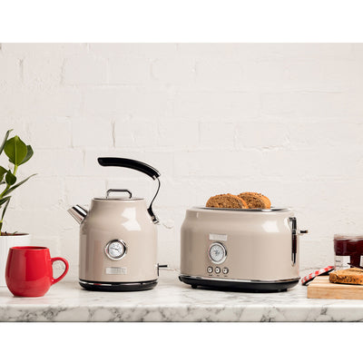 Haden Dorset Toaster & Kettle, Coffee Maker, and Cotswold Microwave, Putty Beige