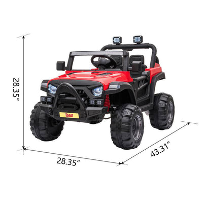 TOBBI 12V Kids Electric Battery-Powered Ride On 3 Speed Toy SUV Truck Car, Red - VMInnovations