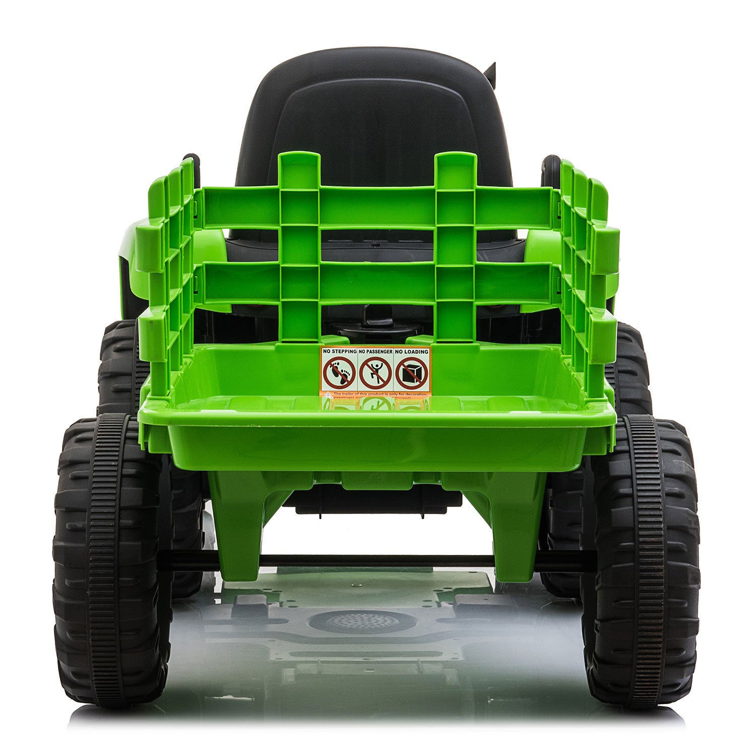 TOBBI 12V Kids Electric Battery-Powered Ride On Toy Tractor with Trailer, Green - VMInnovations