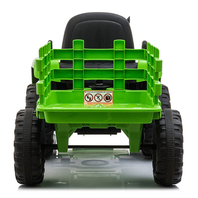 TOBBI 12V Kids Electric Battery-Powered Ride On Toy Tractor with Trailer, Green - VMInnovations