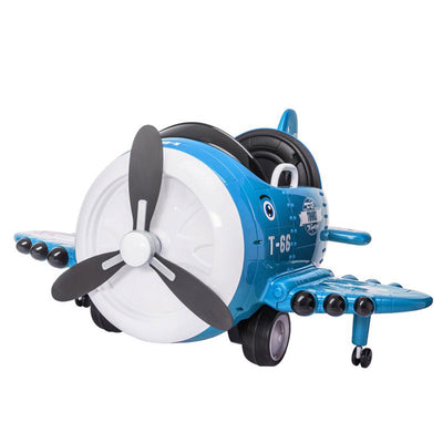 TOBBI 12V Airplane Electric Kids Ride On Car Toy with Joystick Control, Blue