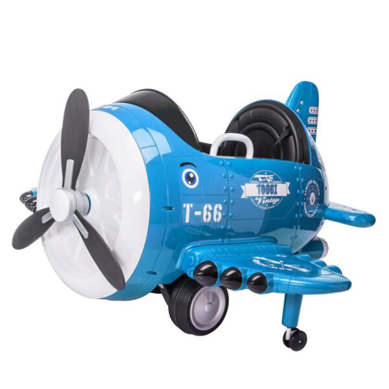 TOBBI 12V Airplane Electric Kids Ride On Car Toy with Joystick Control, Blue