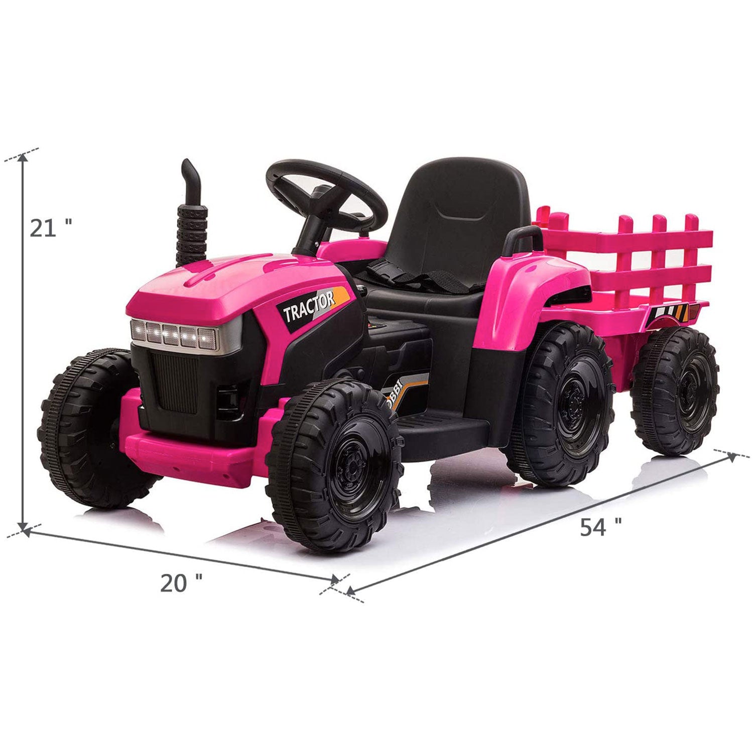 TOBBI 12V Kids Battery-Powered Ride On Toy Tractor w/ Trailer, Rose Red (Used)