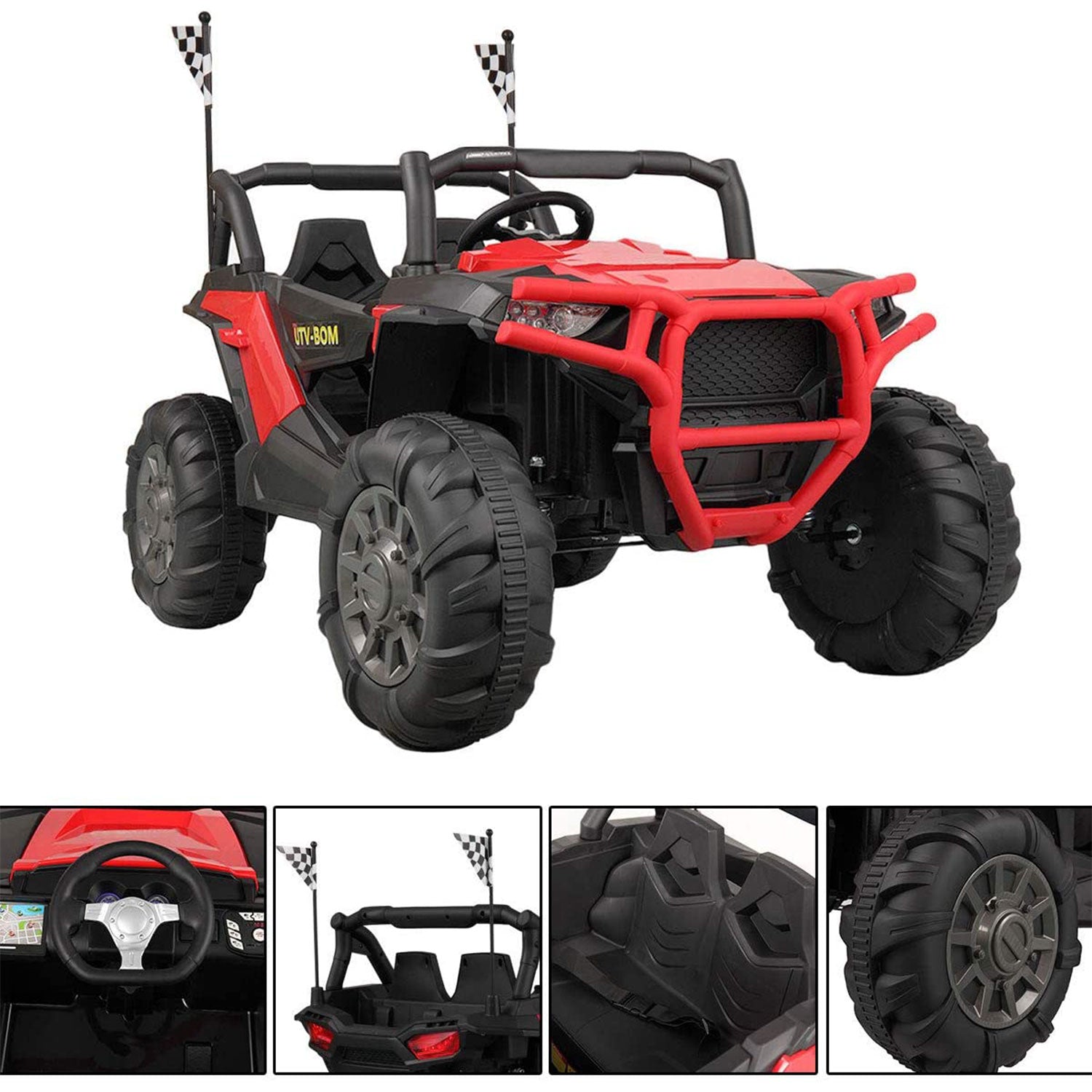 TOBBI 12V Kids Electric Battery-Powered RideOn 3 Speed Toy SUV Car Red(Open Box)