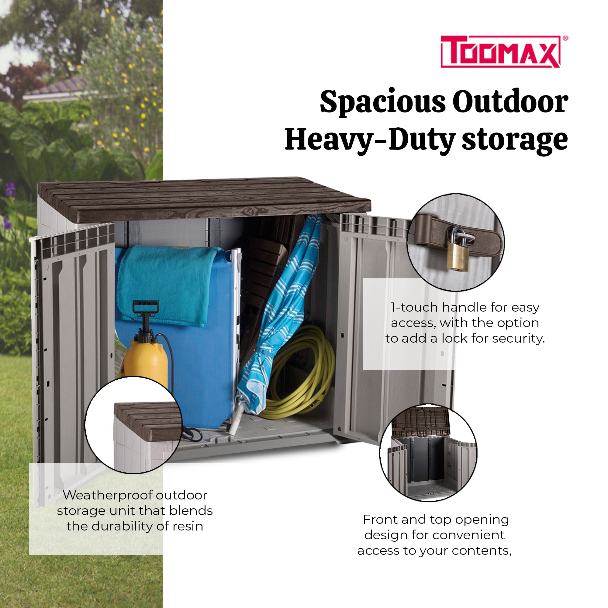 Toomax Stora Way All Weather Storage Shed Cabinet, Taupe Grey/Brown (For Parts) - VMInnovations