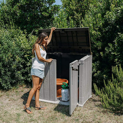 Toomax Stora Way All Weather Storage Shed Cabinet, Taupe Grey/Brown (Open Box)