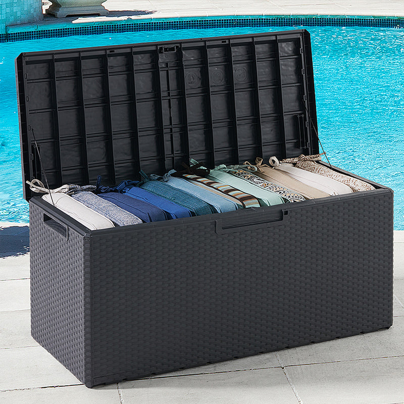 Toomax Portorotondo Weather Resistant 90 Gallon Deck Box, Gray Black (Open Box)