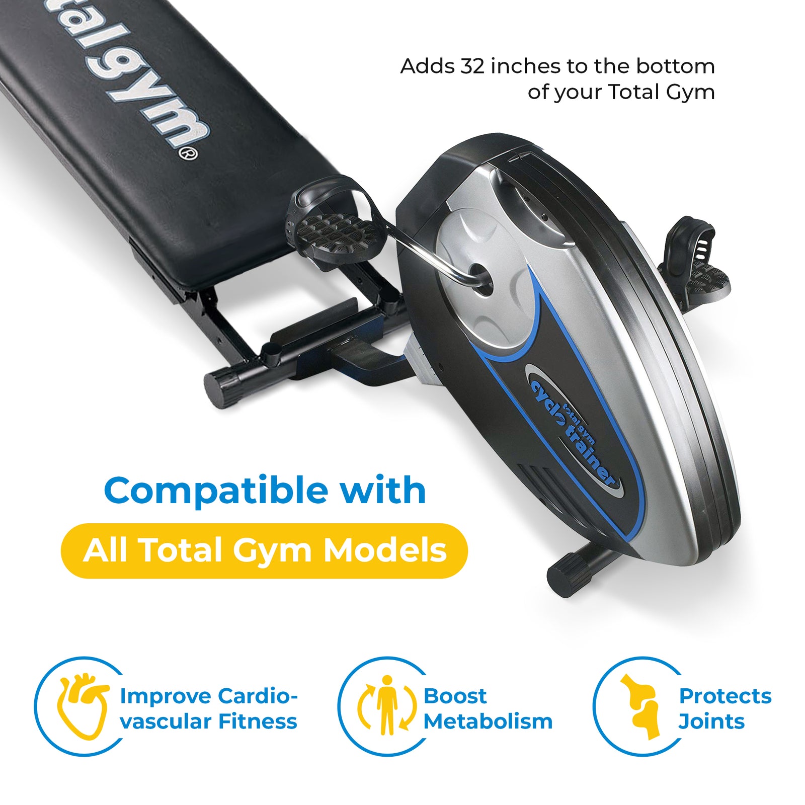 Total Gym Attachable Cyclo Trainer w/ Digital Monitor for Home Workout Machines - VMInnovations