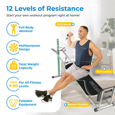 Total Gym Home Gym w/Ab Crunch, Tri Grip Shaper Bars, & Squat Stand (Used) - VMInnovations