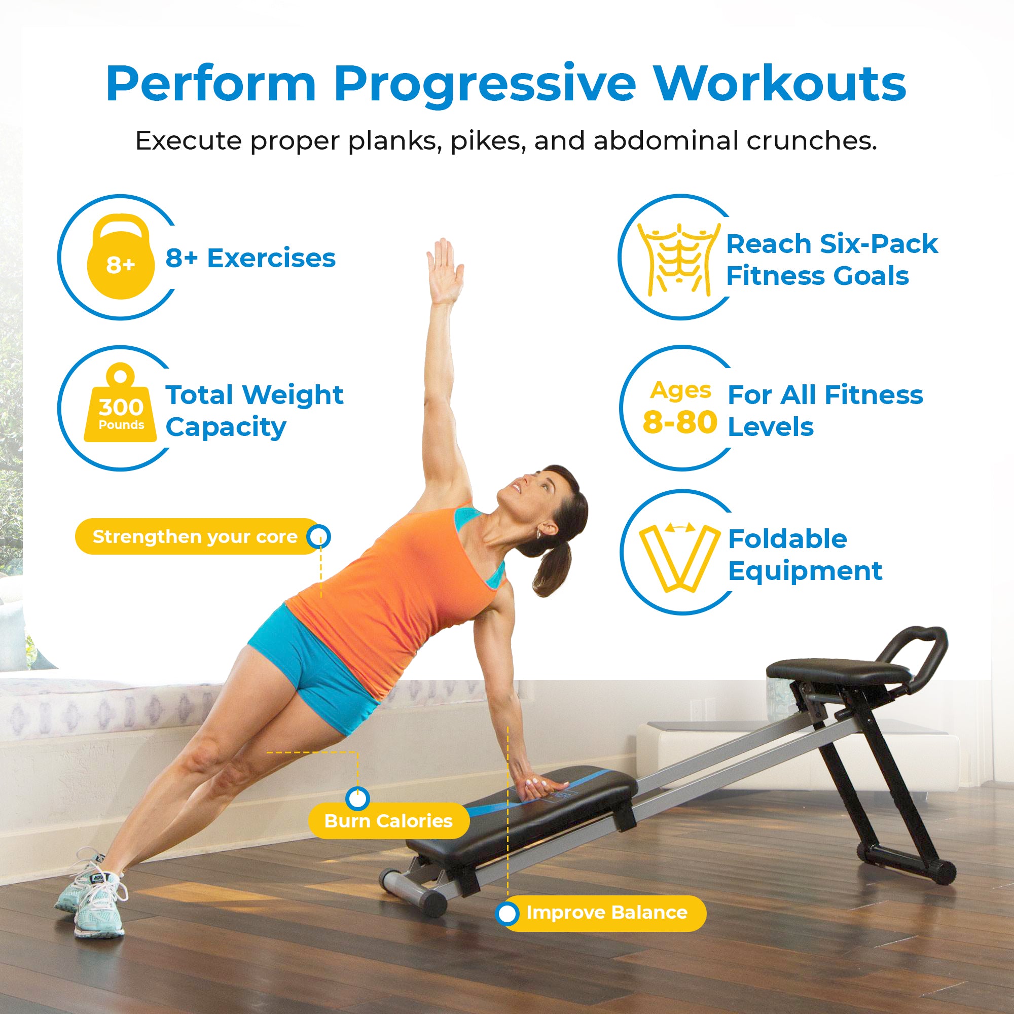 Total Gym Fitness Dynamic Plank Core & Abdominal Trainer Blast Workout Machine - VMInnovations