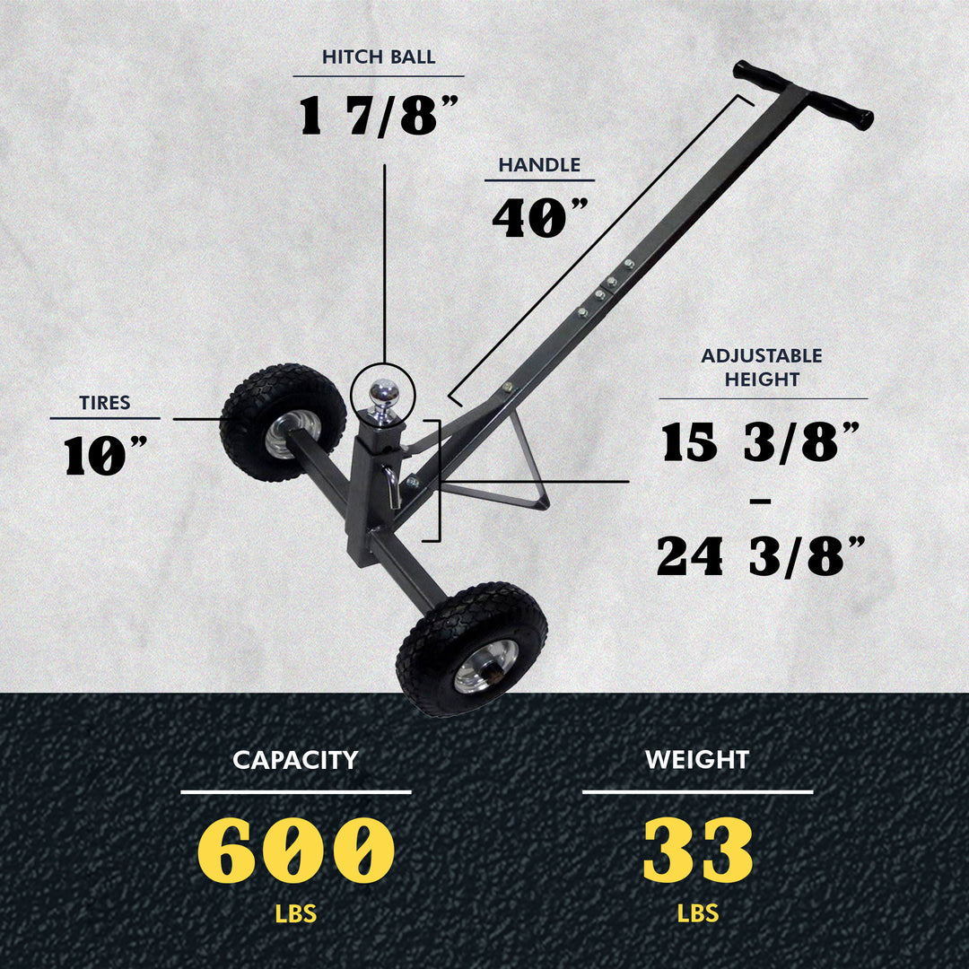 Tow Tuff TMD-600AFF Adjustable Solid Steel 600 Pound Capacity Trailer Dolly