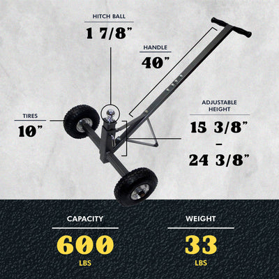 Tow Tuff TMD-600AFF Adjustable Steel 600 Pound Capacity Trailer Dolly (Open Box)