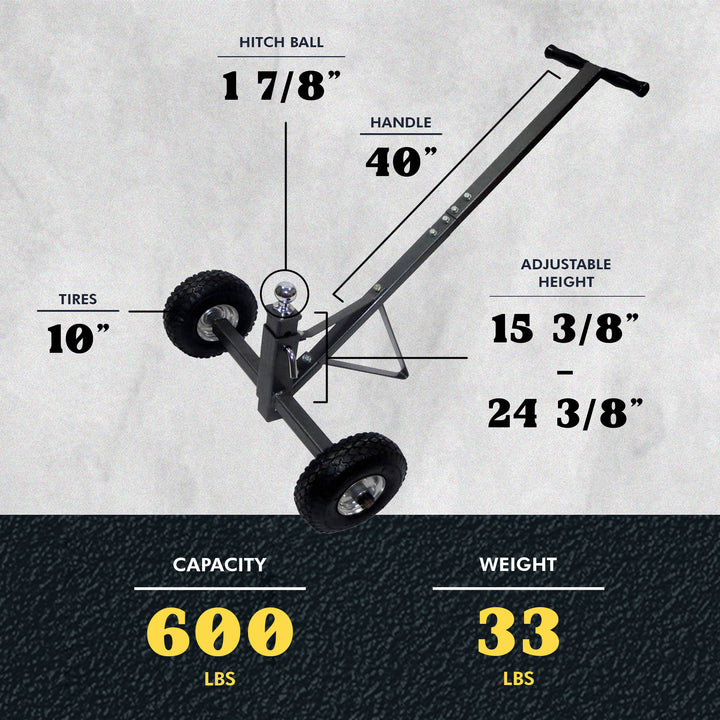 Tow Tuff TMD-600AFF Adjustable Solid Steel 600 lb Capacity Trailer Dolly (Used) - VMInnovations