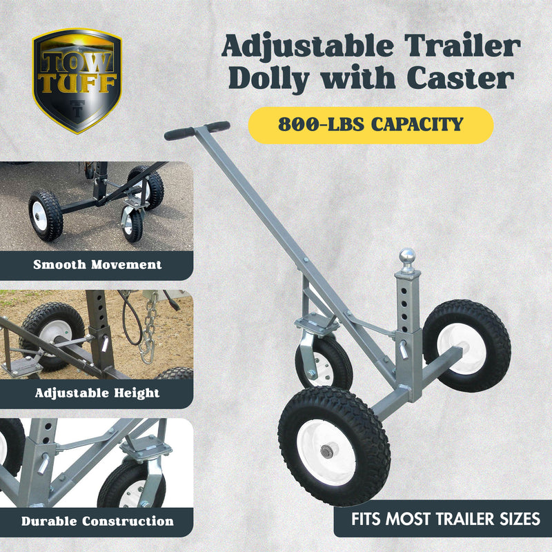 Tow Tuff TMD-800C Adjustable Solid Steel 800lb Capacity Trailer Dolly(For Parts)