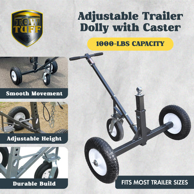 Tow Tuff Adjustable Steel 1000 Lb Heavy Duty Trailer Dolly with Caster (Used)