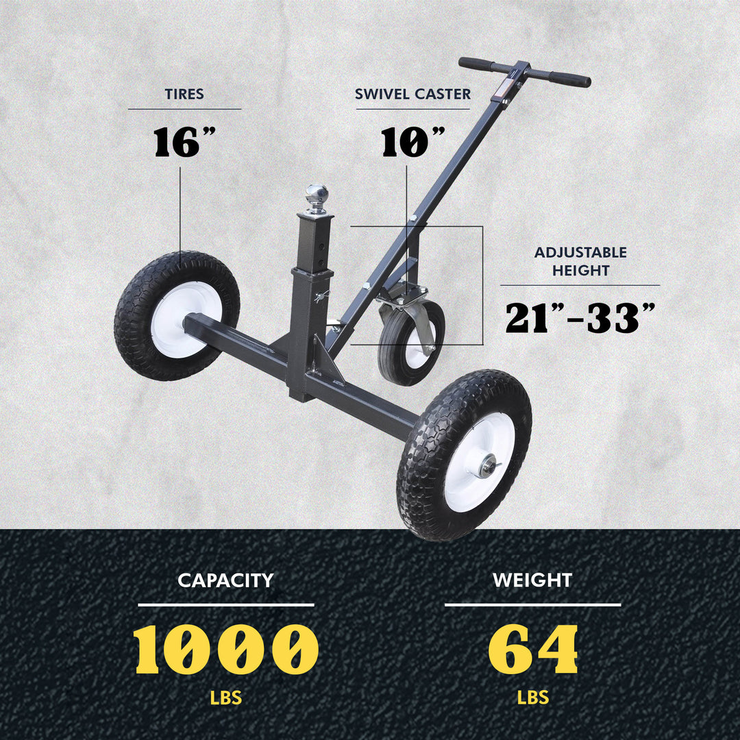 Tow Tuff TMD-1000C Adjustable Steel 1000 lb Trailer Dolly w/ Caster (For Parts)