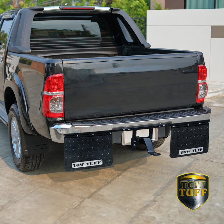 Tow Tuff Hitch Mount Rubber Rear Splash Guard Towing Mud Flaps (Open Box)