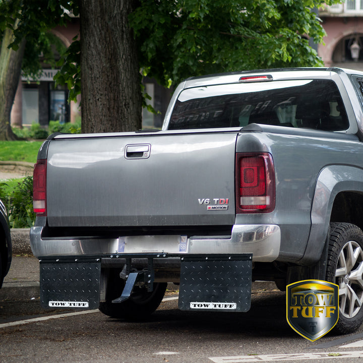 Tow Tuff Hitch Mount Rubber Rear Splash Guard Towing Mud Flaps (Open Box)