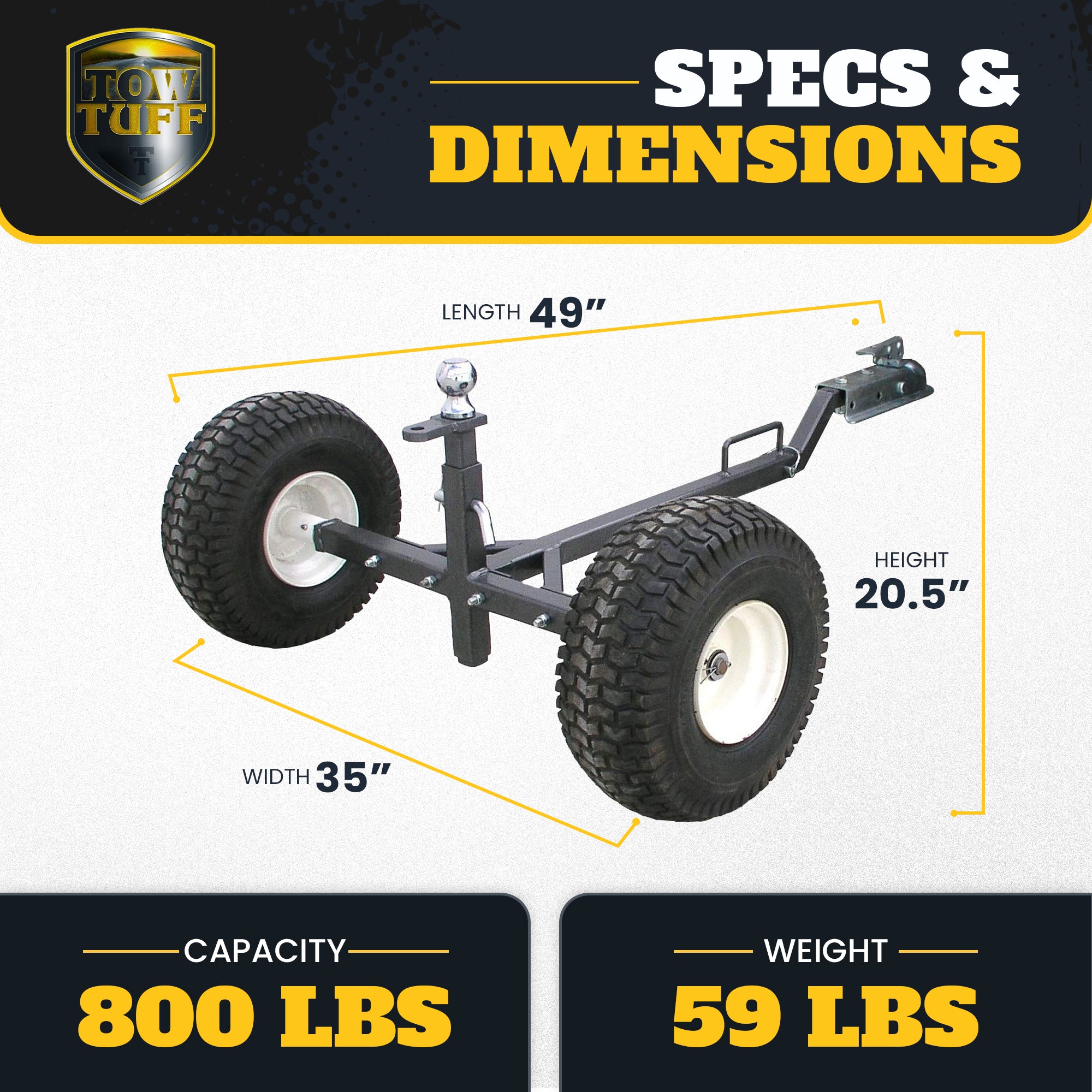 Tow Tuff Weight Distributing Adjustable Trailer Dolly (Damaged)