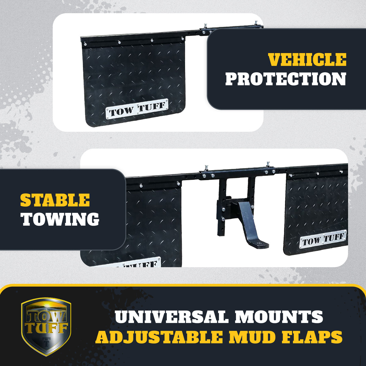 Tow Tuff 2418AMF 18" x 24" Universal Hitch Mount Rubber Rear Towing Mud Flaps