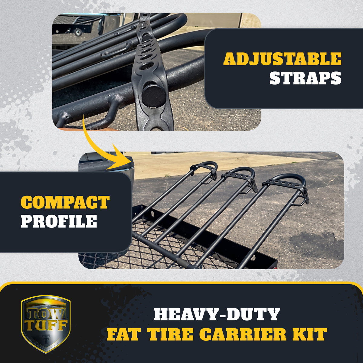 Tow Tuff Fat Tire Bike Cradle Kit for 3 Bikes with Adjustable Straps (Open Box)