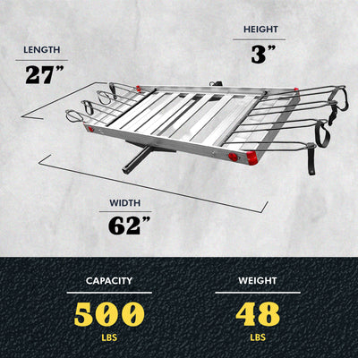Tow Tuff Heavy Duty 2-in-1 Aluminum Cargo Carrier with Bike Rack (Open Box)