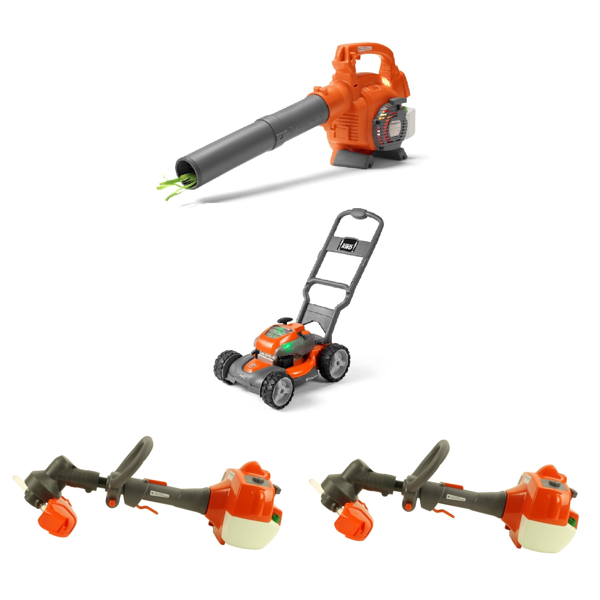 Husqvarna Kids Toddler Toy Battery Lawn Leaf Blower, Lawn Mower & Trimmer (2)