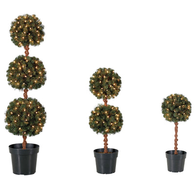 Home Heritage 4 Ft Artificial Tree w/ Clear Lights + 3 Ft Tree + 2.5 Ft Tree