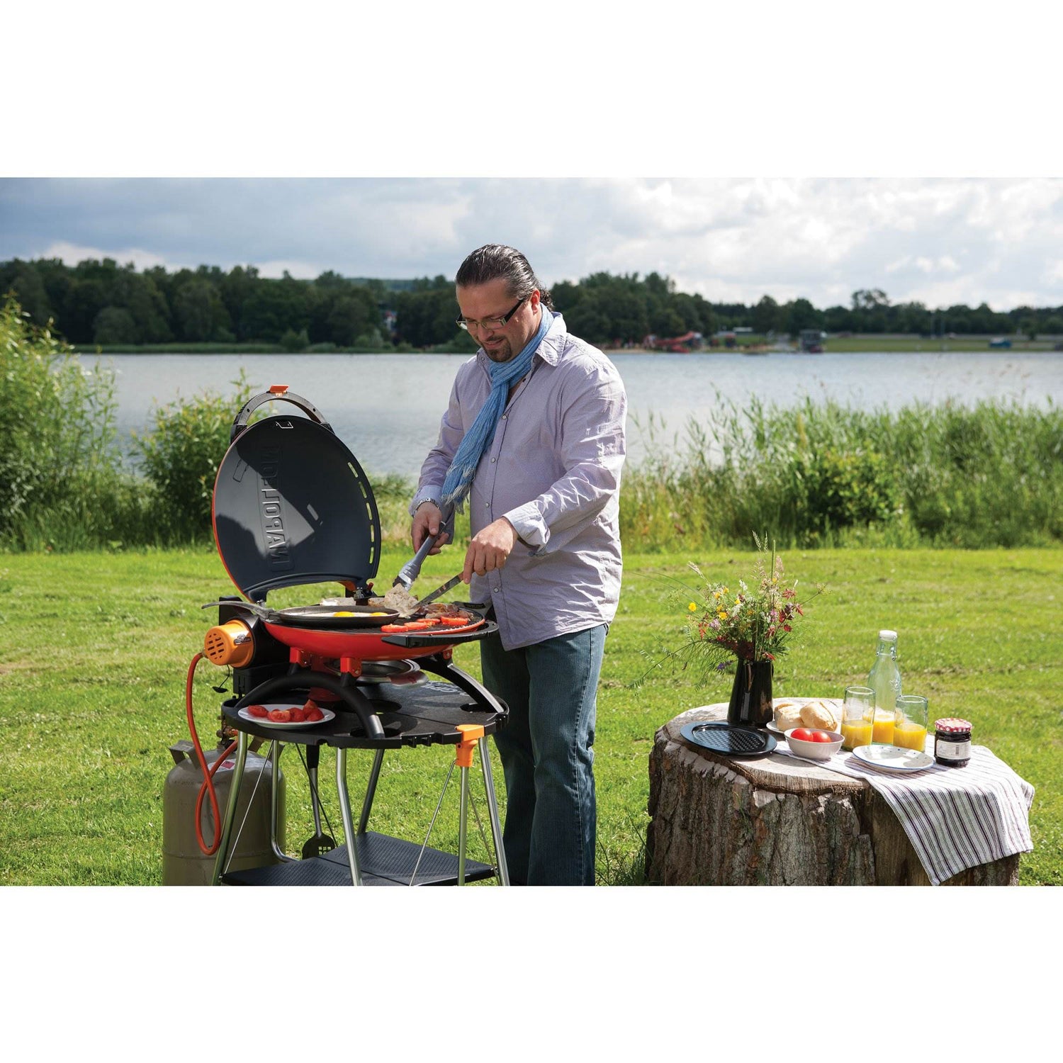 Napoleon TravelQ 2225 Rust Resistant Portable Compact Propane Gas Grill, Orange