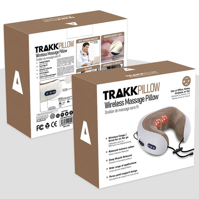 TRAKK Deep Tissue Memory Foam Neck Massage Travel Pillow, Brown (Open Box) - VMInnovations