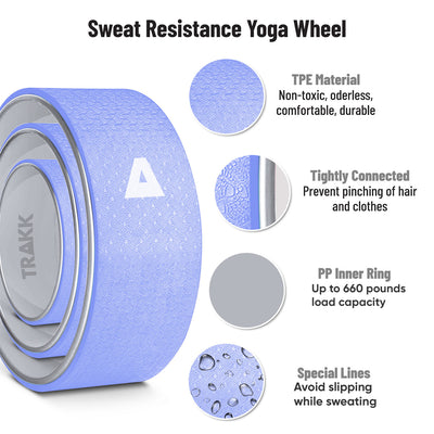 TRAKK Back Stretch Massage Foam Roller Yoga Wheel, Set of 3, Blue (Open Box)