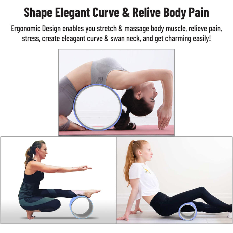 TRAKK Back Stretch Massage Foam Roller Yoga Wheel, Set of 3, Blue (Open Box)