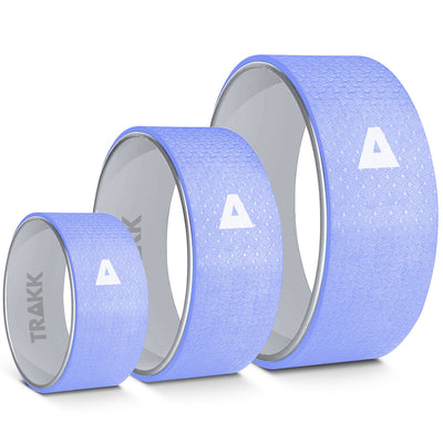 TRAKK Back Stretch Massage Foam Roller Yoga Wheel, Set of 3, Blue (Open Box)