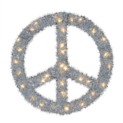 Home Heritage 22 Inch Pre Lit Artificial Holiday Peace Sign Wreath (Used)