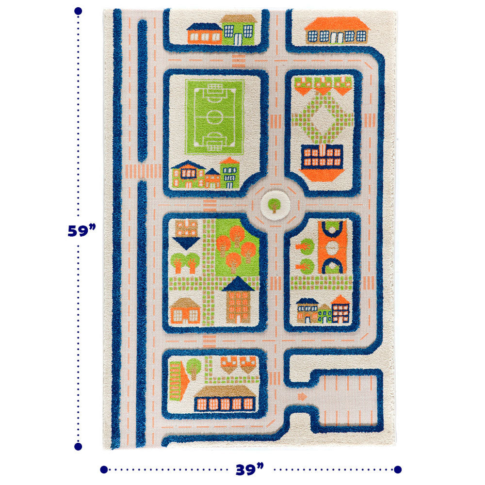 IVI 3D Play Carpets 59 x 39 Inch Traffic Educational Toddler Mat Rug, Medium - VMInnovations