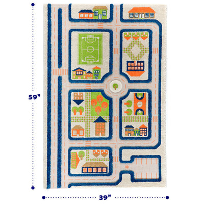 IVI 3D Play Carpets 59 x 39 Inch Traffic Educational Toddler Mat Rug, Medium - VMInnovations