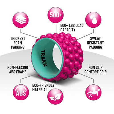 TRAKK ACCU-WHEEL Foam Roller Recovery Wheel, Full Body Pain Relief, Pink (Used)