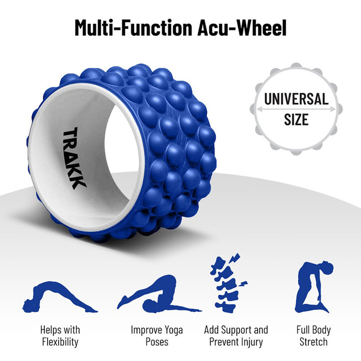 TRAKK Foam Roller Recovery Wheel for Full Body Pain Relief, Blue (Open Box) - VMInnovations