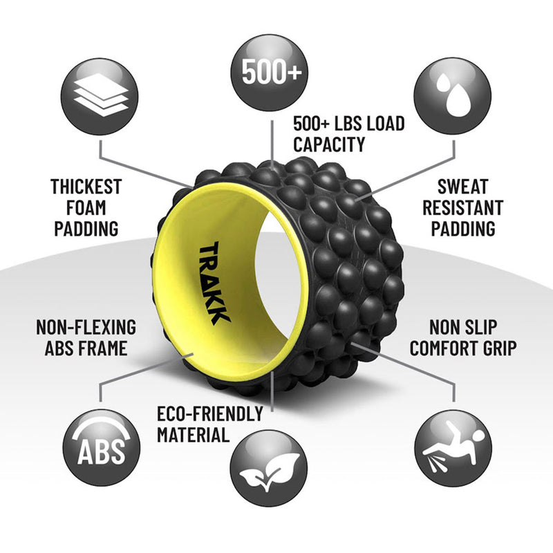 TRAKK ACCU-WHEEL Foam Roller Recovery Wheel for Full Body Pain Relief, Black