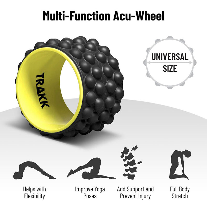 TRAKK ACCU-WHEEL Foam Roller Recovery Wheel for Full Body Pain Relief, Black