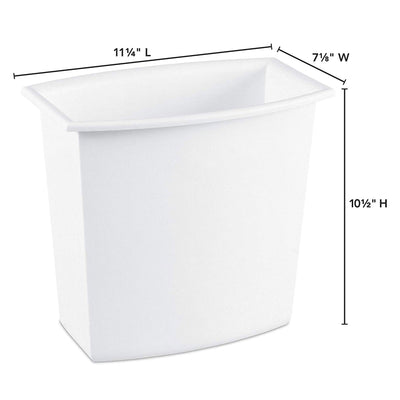 Sterilite 10220012 2-Gallon Rectangular Vanity Wastebasket, Black/White
