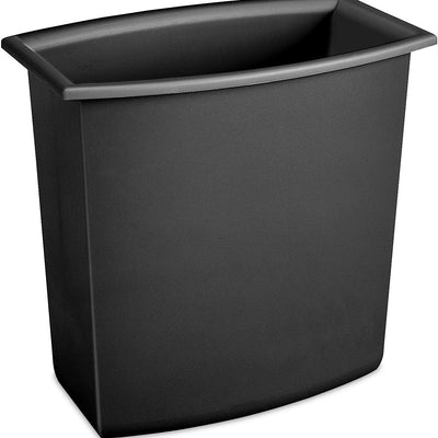 Sterilite 10220012 2-Gallon Rectangular Vanity Wastebasket, Black/White