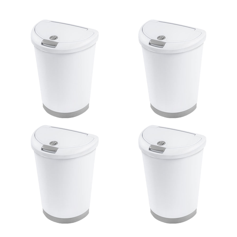Sterilite 12.3 Gal Locking Lid Dogproof TouchTop Waste Basket Trash Can (4 Pack)