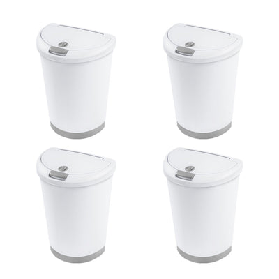 Sterilite 12.3 Gal Locking Lid Dogproof TouchTop Waste Basket Trash Can (4 Pack)