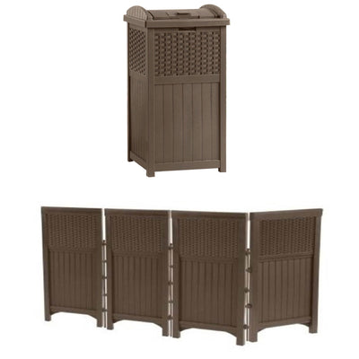 Suncast Trash Can 33 Gal. Resin Outdoor (2) & Suncast Garden Screen Gate (2)