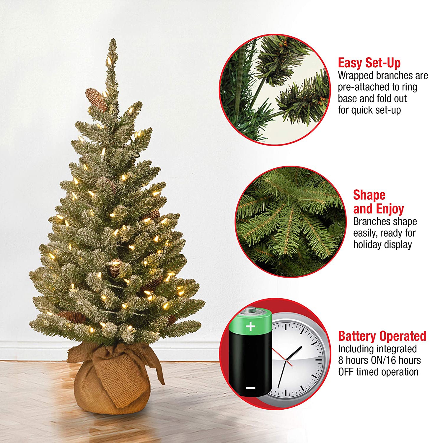 National Tree Company 3ft Snow Dusted Artificial Tree w/ LED Lights (Used) - VMInnovations