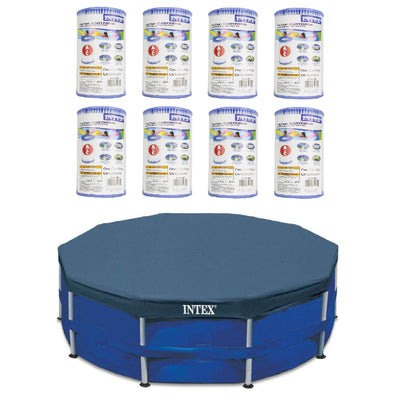 Intex Pool Easy-Set Replacement Filter Cartridge (8 Pack) w/ Intex Pool Cover