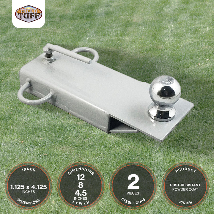 Field Tuff 4" Ball Mount Hitch Adapter for Forklift and Tractor Forks (Open Box)