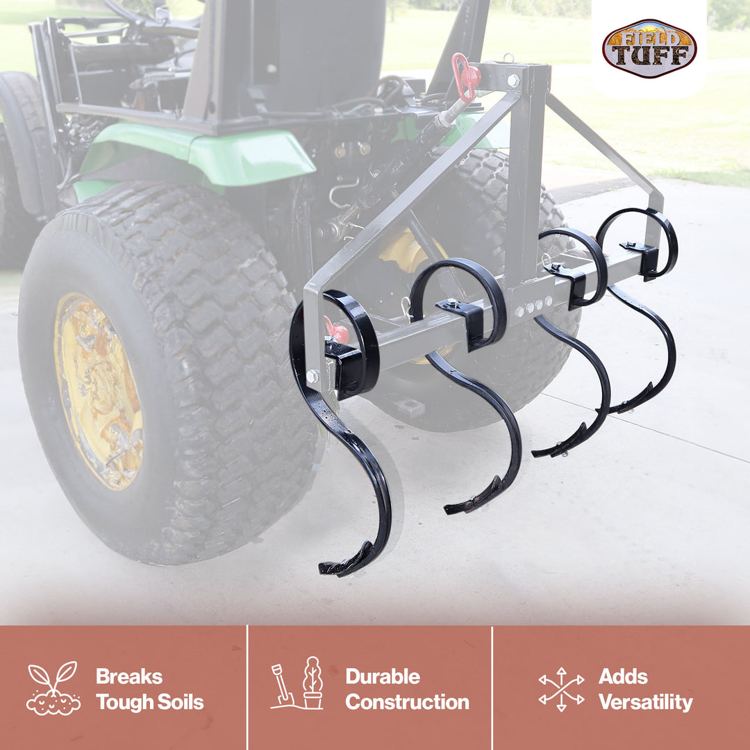 Field Tuff 43' Disc Cultivator Garden Bedder and Hiller 4 Piece Shank Attachment